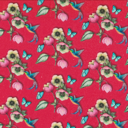 Retalho Poplin Flores e Colibris - 60cm