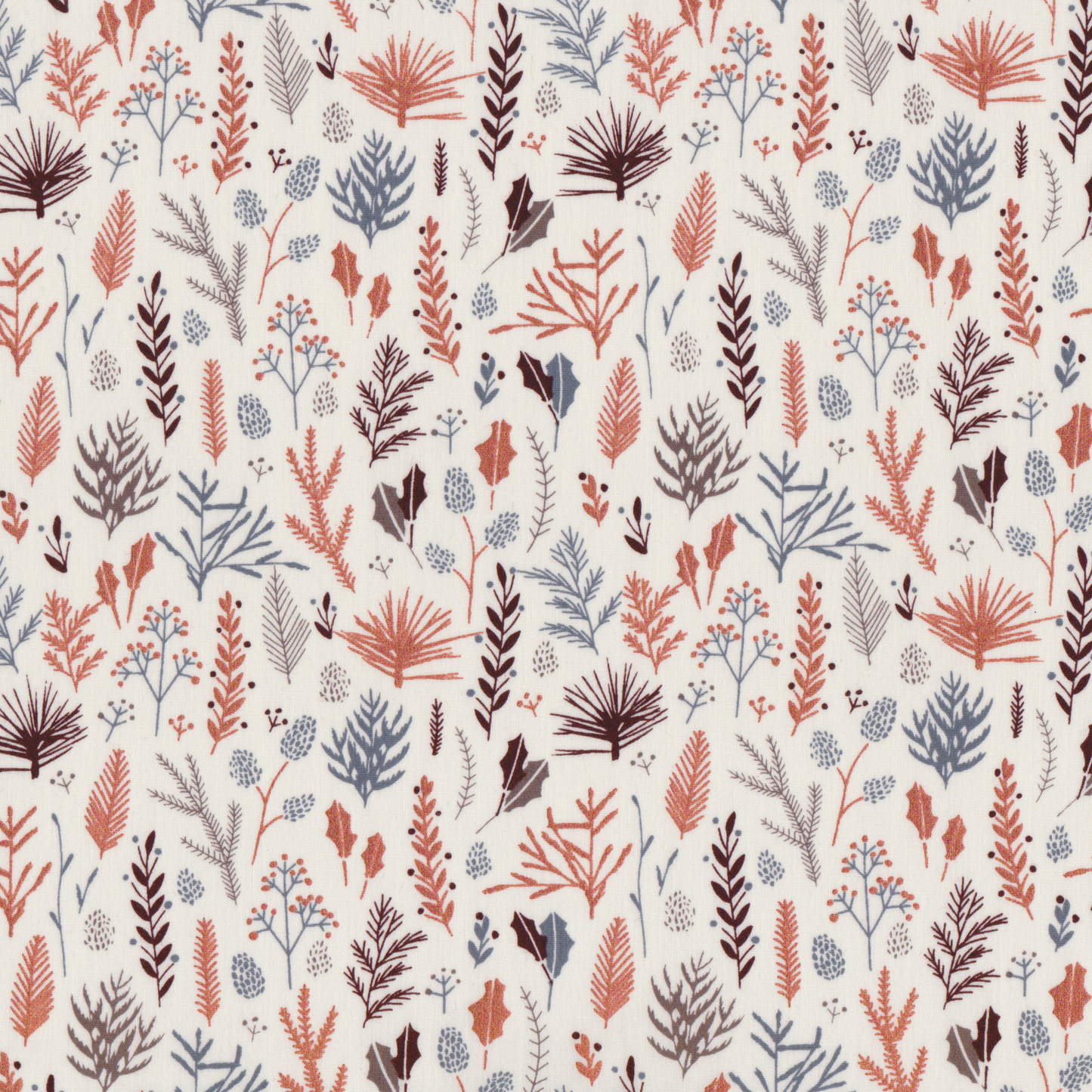 Poplin Folhas Tons Terracota