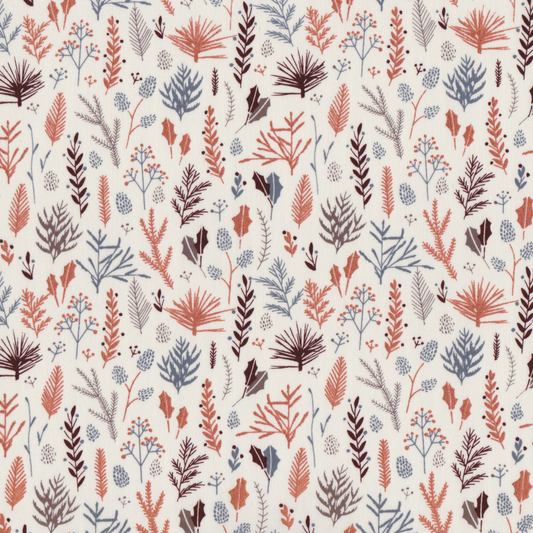 Poplin Folhas Tons Terracota
