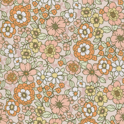 Poplin Floral Laranja e Coral