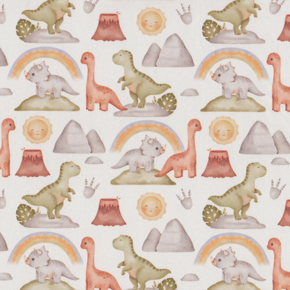 Poplin Dinossauros e Arco-íris