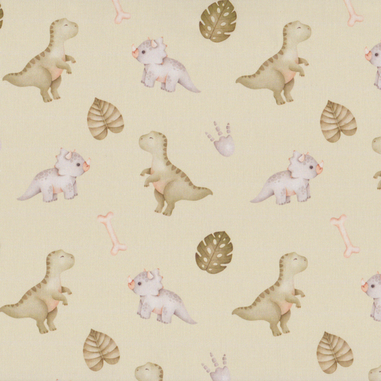 Poplin Dinossauros e Folhas