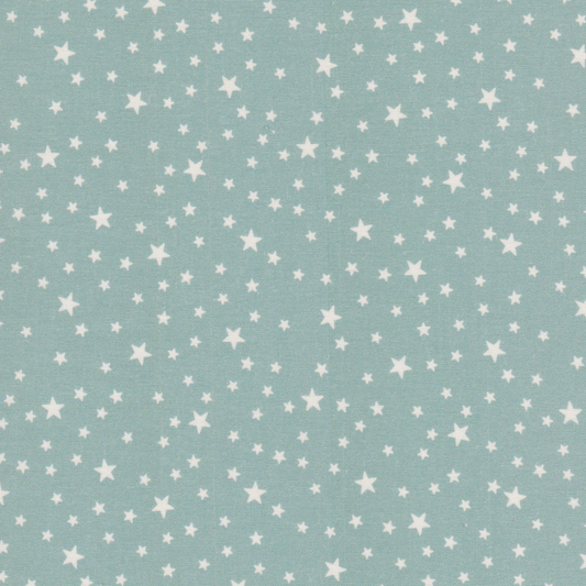 Poplin Estrelas Branco com Verde Água