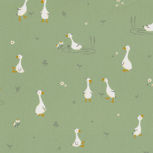 Poplin Digital Patos Verde