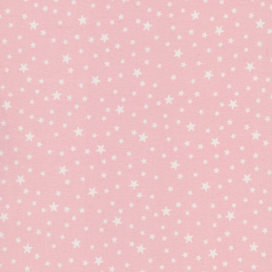 Poplin Estrelas Branco com Rosa