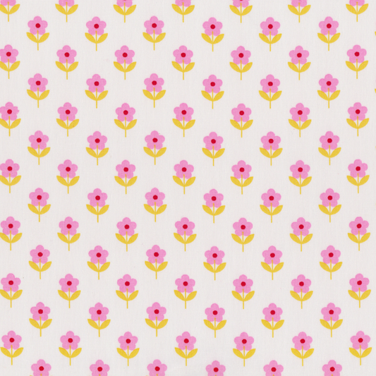 Retalho Poplin Flores Rosa Forte - 55cm