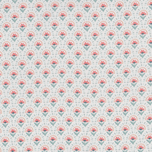 Retalho Poplin Flores Coral - 55cm