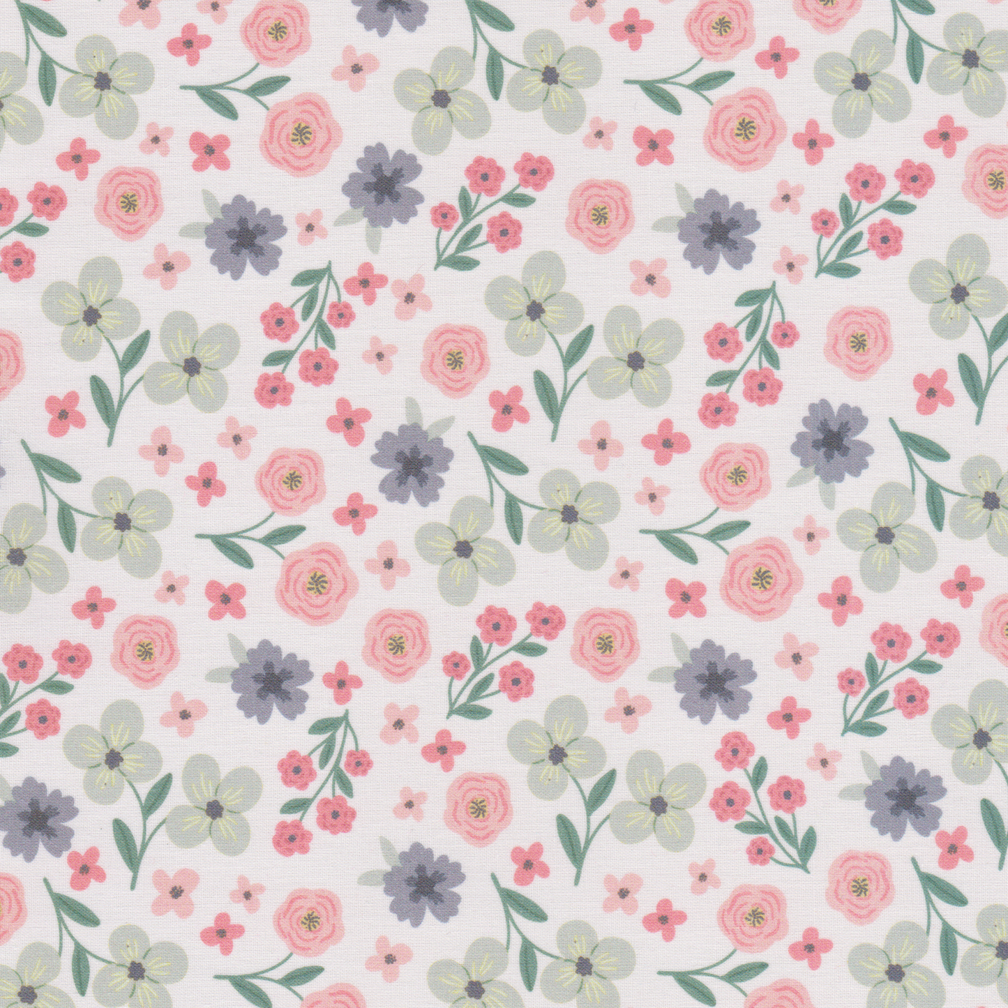 Percal Digital Flores Coral