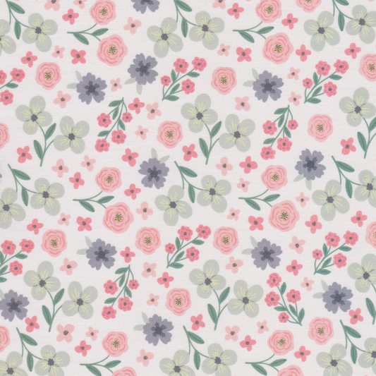 Percal Digital Flores Coral