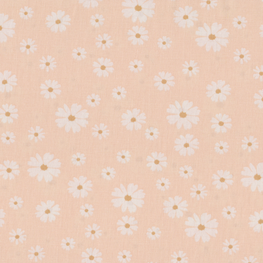 Poplin Salmão Margaridas