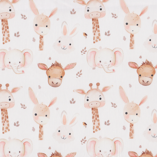 Poplin Caras Animais Bege