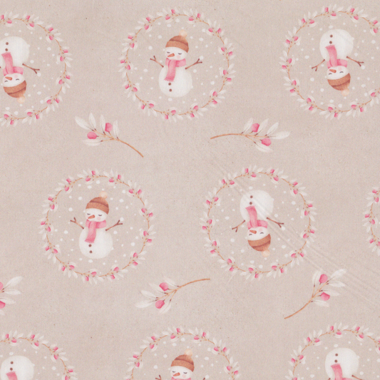 Poplin Bonecos de Neve Bege