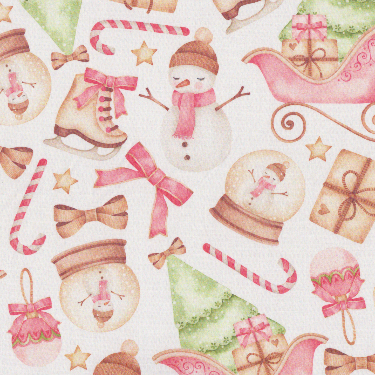 Poplin Globos e Bonecos de Neve Rosa