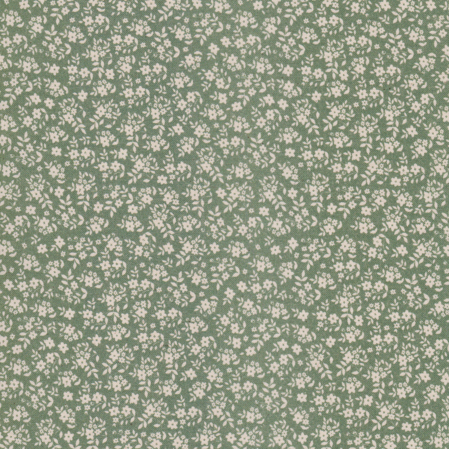 Poplin Verde Flores Cru
