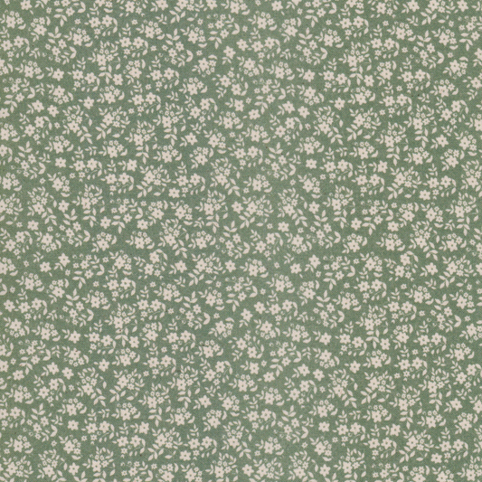 Poplin Verde Flores Cru