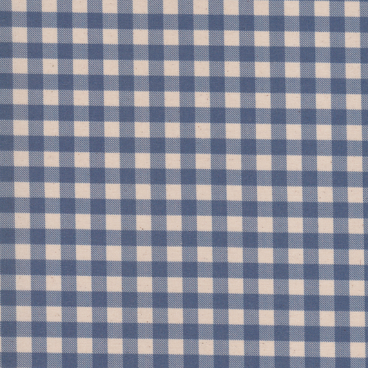 Poplin Xadrez Azul e Cru