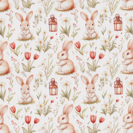 Poplin Coelhos e Tulipas