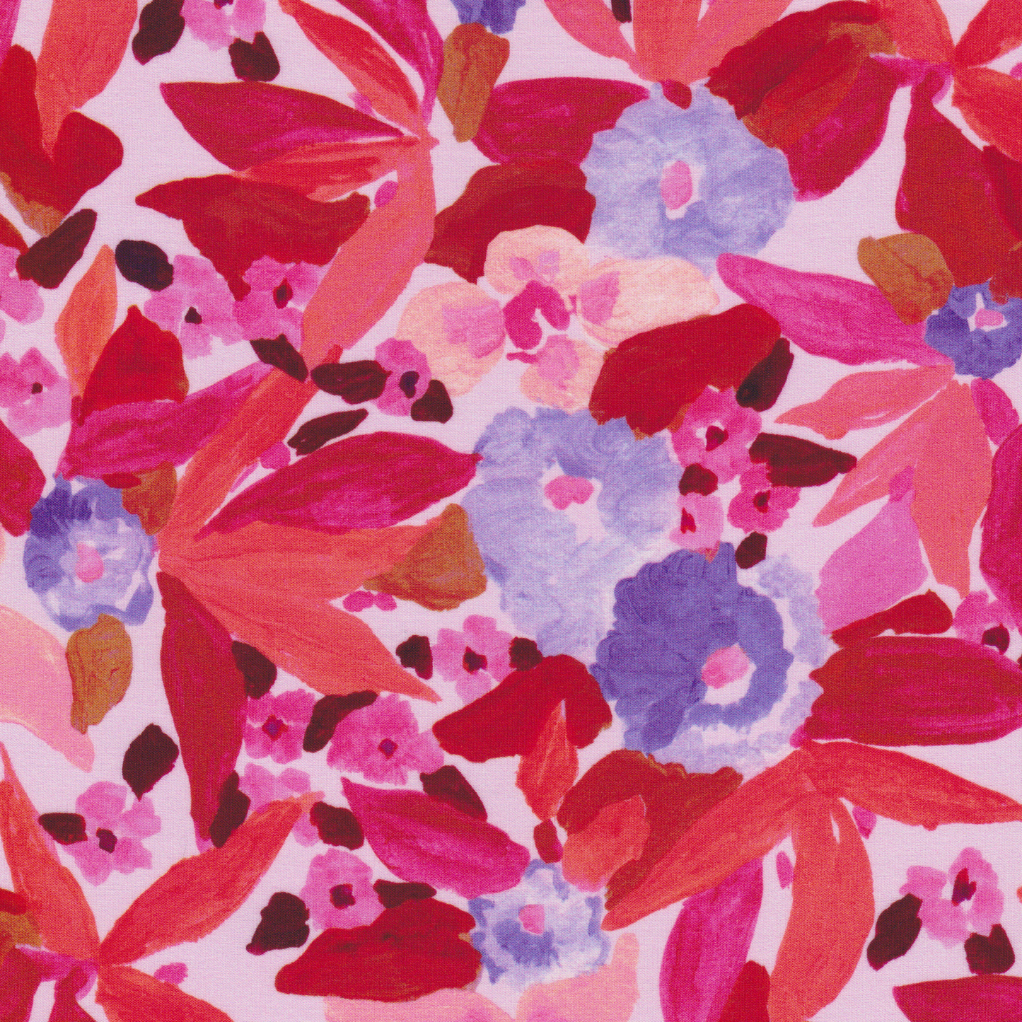 Viscose Flores Vermelho Lavanda Lenzing