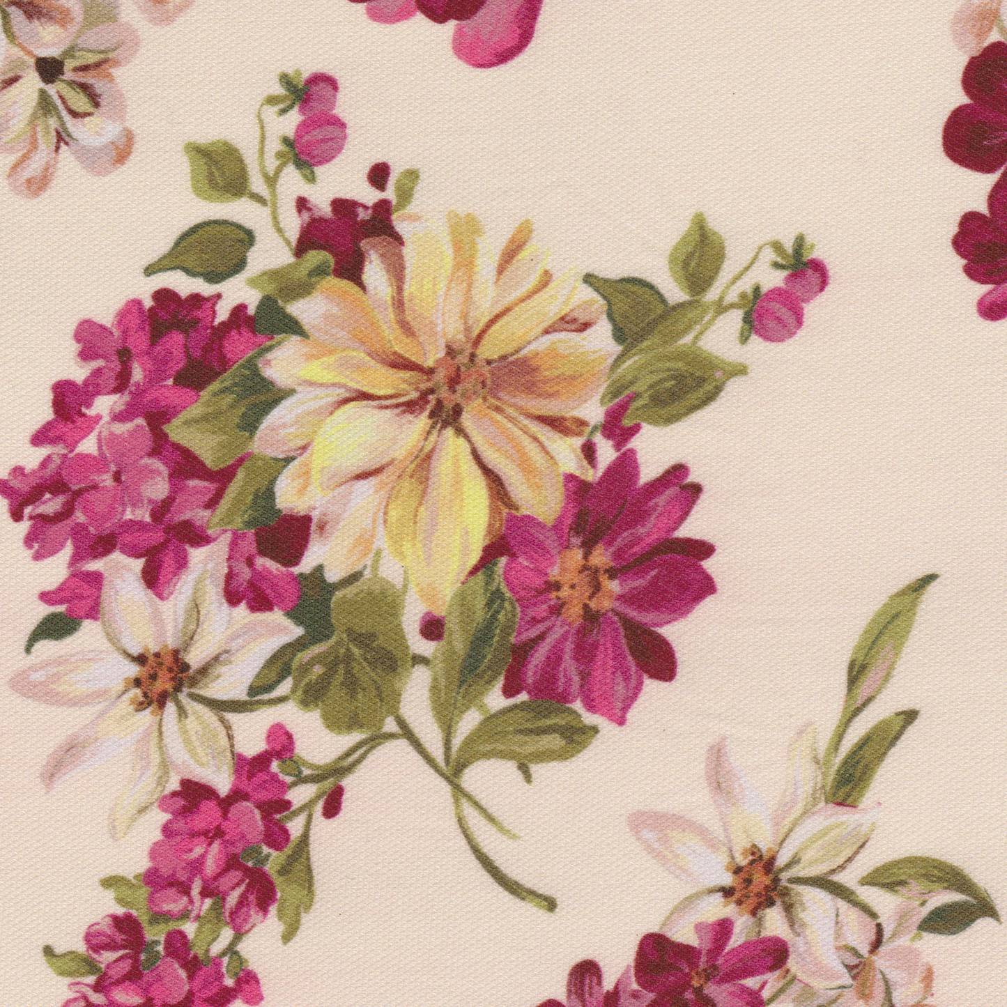 Viscose Alinhado Floral Rosa