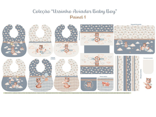 Painel Ursinho Aviador Baby Boy - babetes