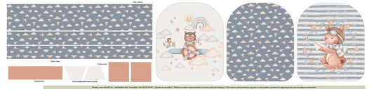 Painel Ursinho Aviador Baby Boy - mochila azul