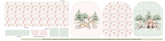 Painel Animais do Bosque Baby Girl - mochila verde água