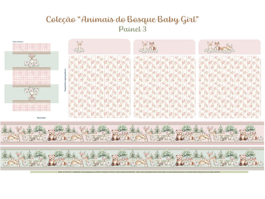 Painel Animais do Bosque Baby Girl - saquinhos