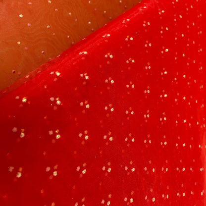 Organza Vermelho Pintas Dourada