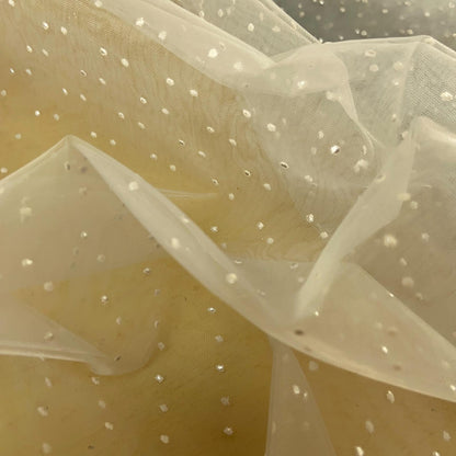 Organza Branco Pintas Prateado
