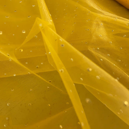 Organza Amarelo Pintas Dourada