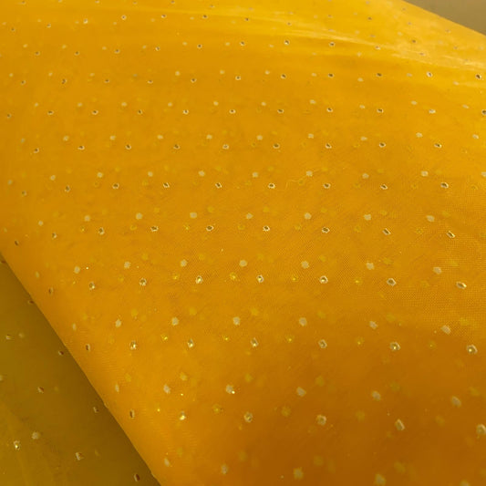 Organza Amarelo Pintas Dourada