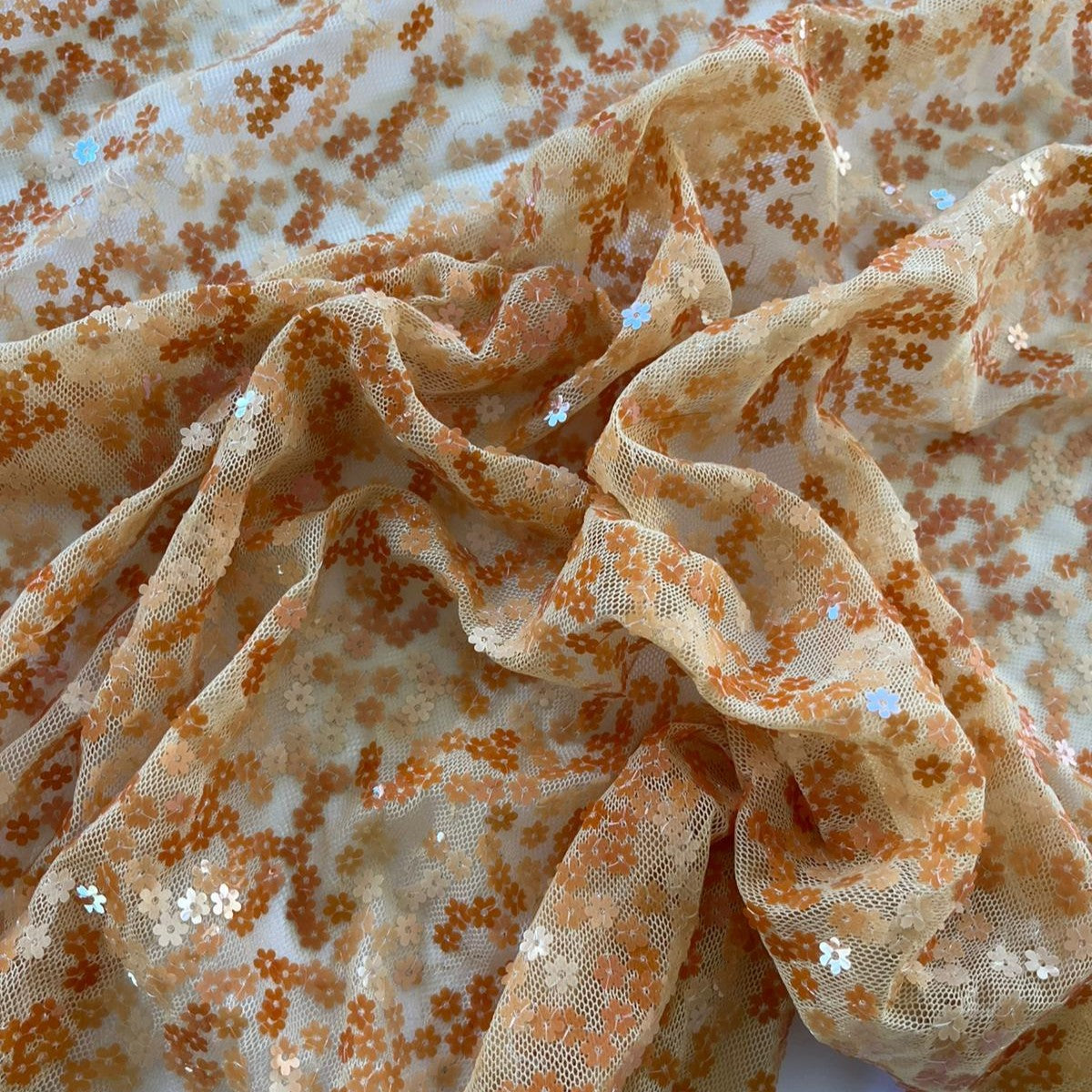 Lantejoulas Laranja Flores