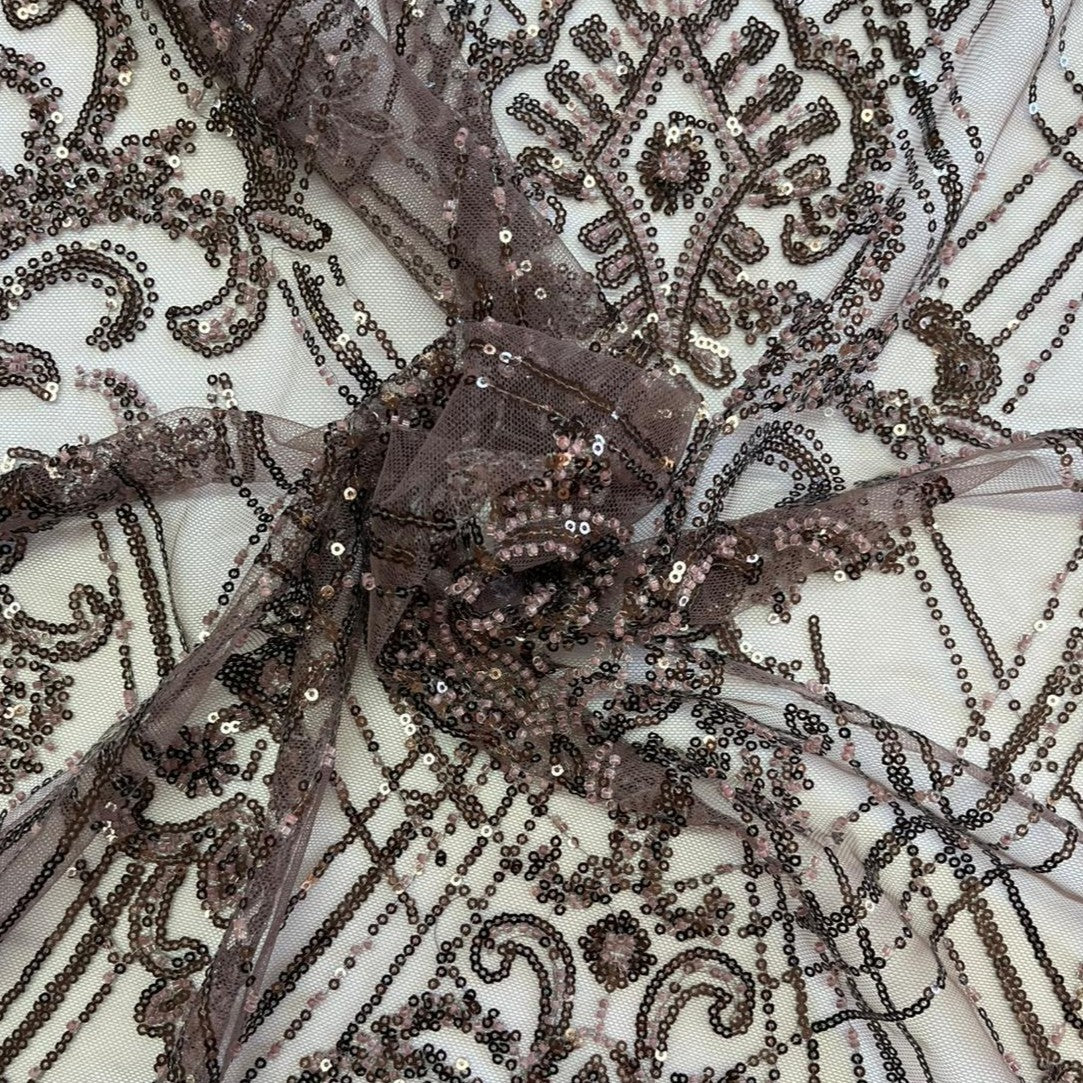 Renda Castanha Lantejoulas