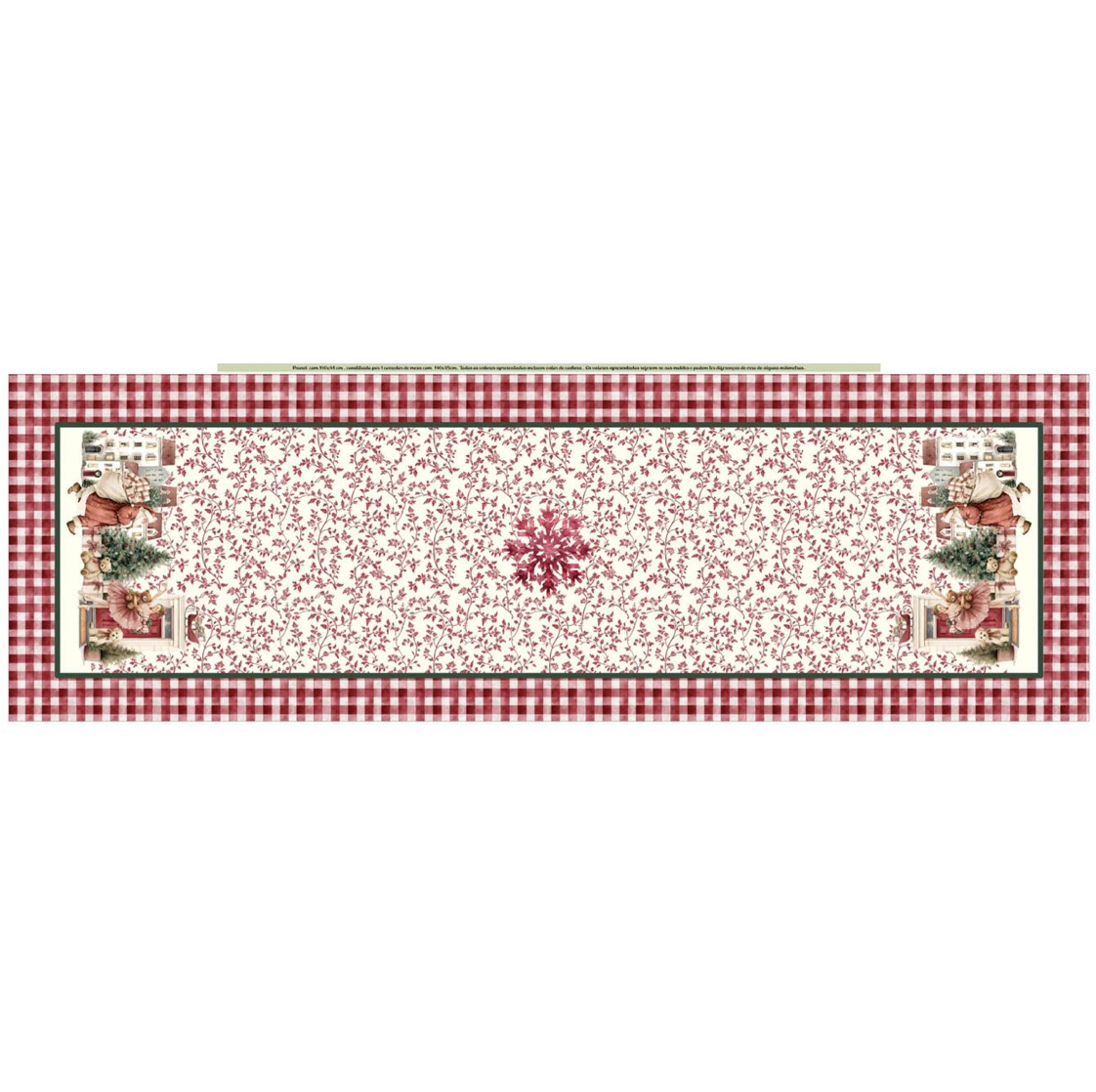 Painel Caminho de Mesa Vermelho Vintage Folhagens
