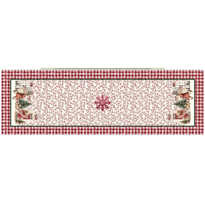 Painel Caminho de Mesa Vermelho Vintage Folhagens