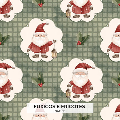 Poplin Noel no Camafeu Verde