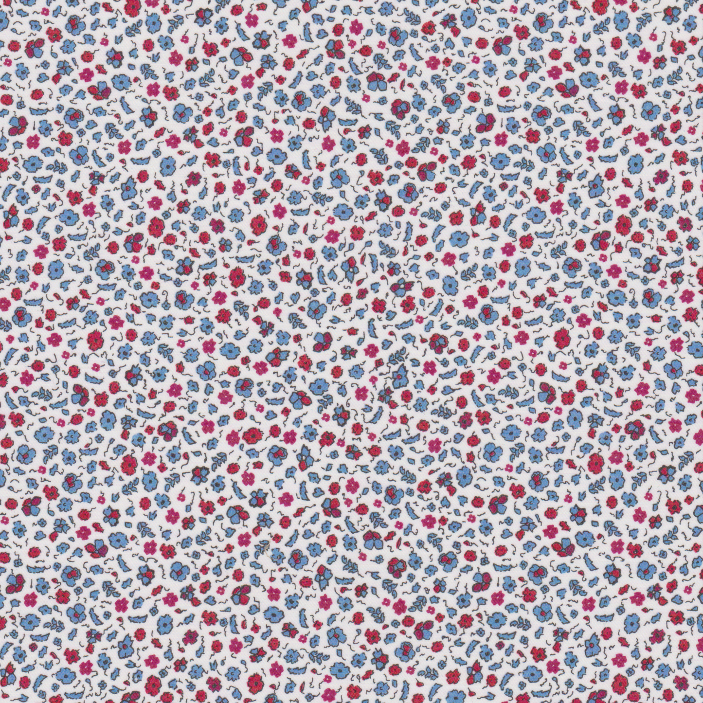 Poplin Florinhas Azul e Vermelho