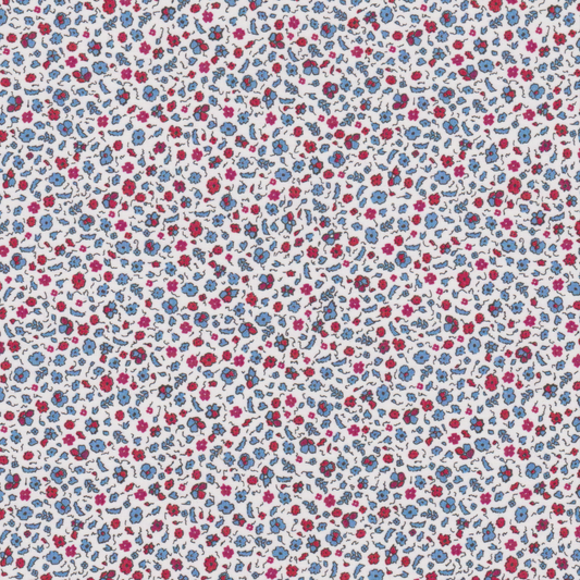 Poplin Florinhas Azul e Vermelho