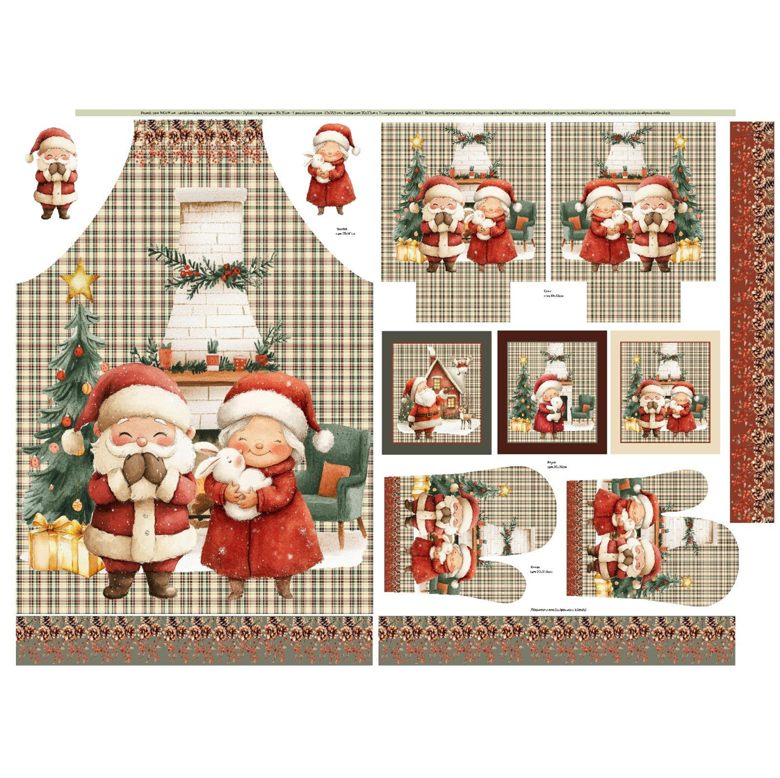 Painel Avental Pai e Mãe Natal com Coelhinho