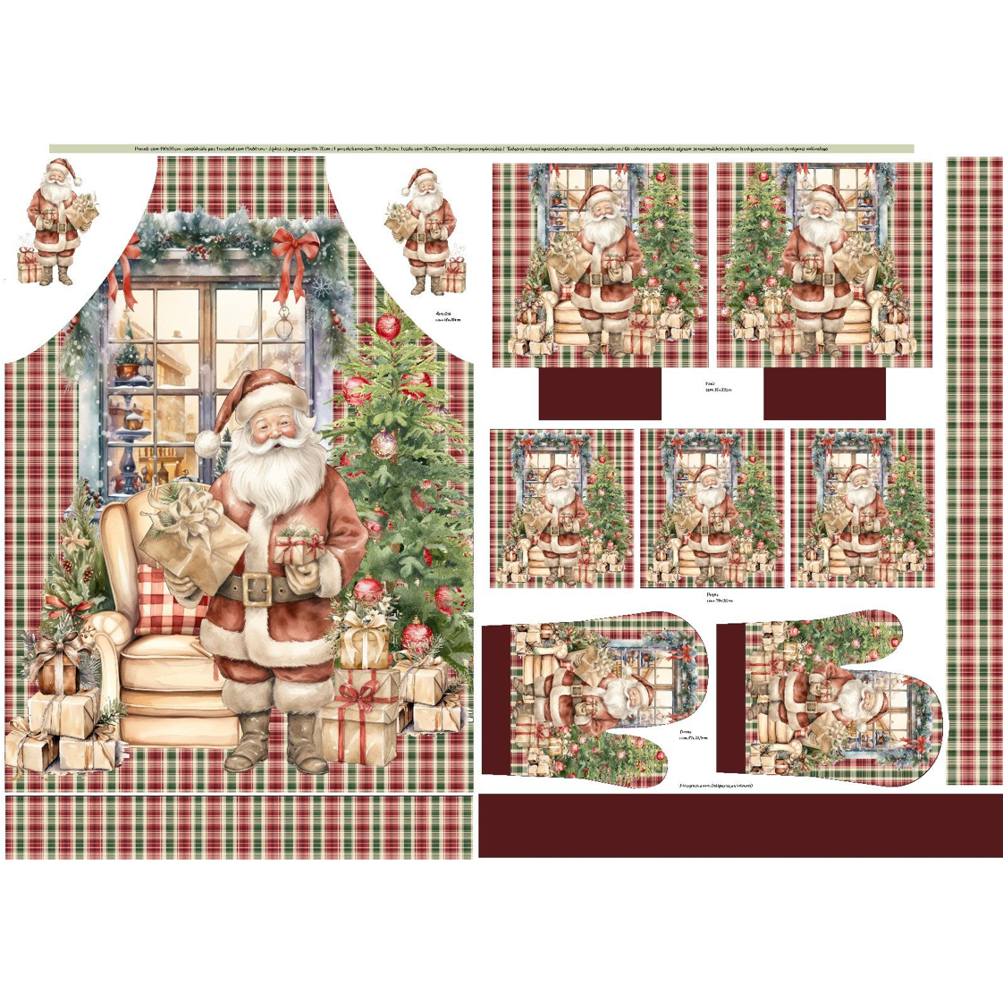 Painel Avental Pai Natal Vermelho Rústico